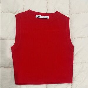 Zara Kids Bright Red Sleeveless Knit Tank